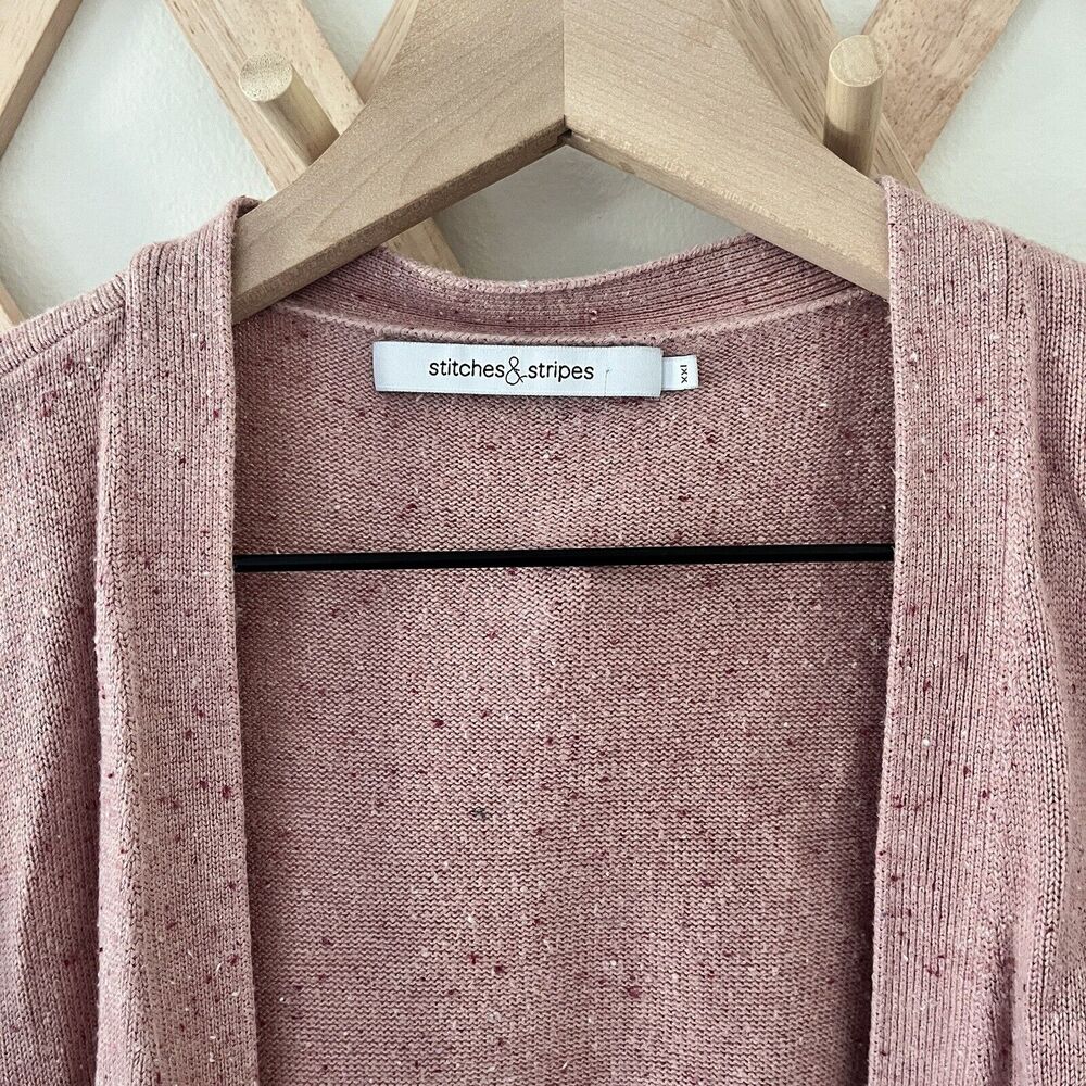 Stitches And Stripes Revolve Long Line Pink Mauve Speckled Cardigan Pockets- XXL - Picture 3 of 6